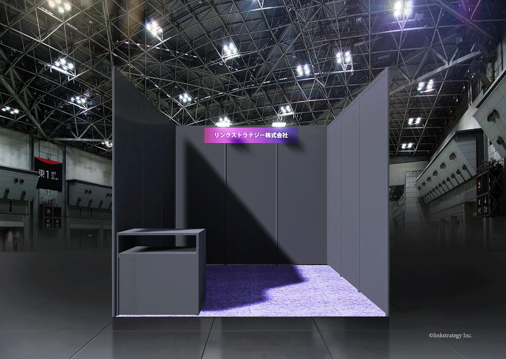 1小間 3m×3m ブラック 1面開放